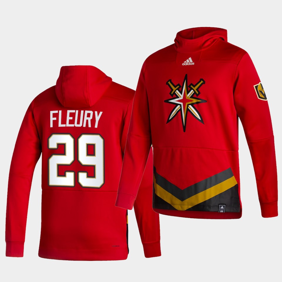 Men Vegas Golden Knights #29 Fleury Red NHL 2021 Adidas Pullover Hoodie Jersey->customized nhl jersey->Custom Jersey